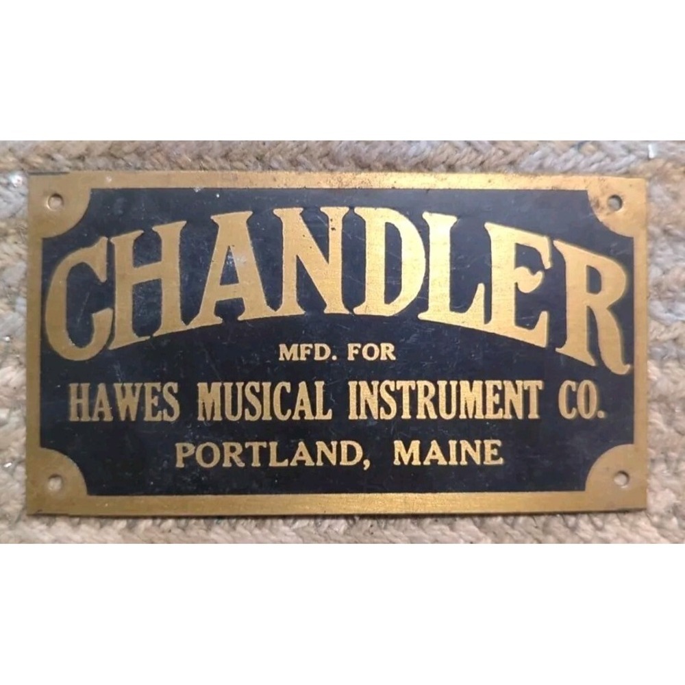 Vintage Brass Chandler Hawes Musical Instrument Co. Portland Maine Tag
